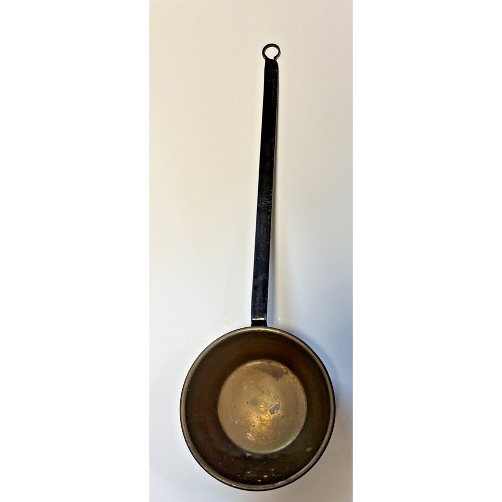 Antique VTG Brass Copper Fireplace Pot with Long Iron Handle Dipper Scoop France